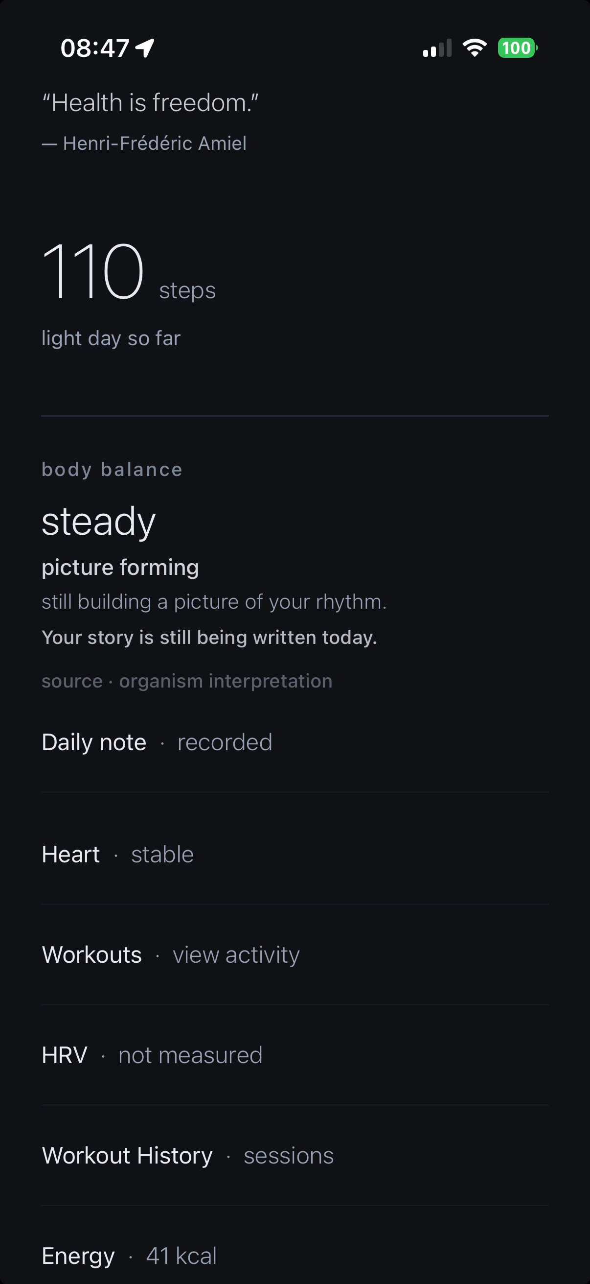 AlignHealth home screen